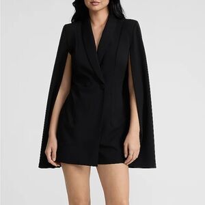 💝 Elegant Black Cape Blazer Dress S